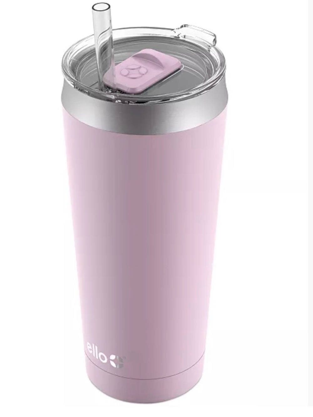 Pink Stainless Steel Travel Tumbler with Straw Lid